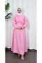Buckle Detailed Belted Terry Cotton Dress Pink Hnt0332 - 2