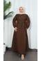 Side Buckle Terikoton Dress Bitter Brown Hnt0329 - 3