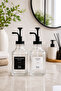 2-Piece Glass Kitchen Dispenser Set 500 ml – Decorative Pump Bottle for Hand Soap and Dishwashing Liquid - 2