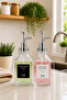 Set of 2 Glass Liquid Soap Dispensers 500 ml – Hand Soap and Dishwashing Detergent Dispenser with Silver Pump