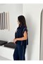 Women's Stripe Detailed Vest Suit with Zipper, Loose Cut, Wide Leg Pants and Top Set - 7
