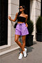 Women's City-Style Casual Shorts 43 cm Full Length Trendy Model with Belt Gift - 2