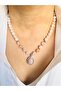 Pink Quartz Natural Stone Drop Pendant Necklace 47 cm - 2