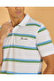 Men White and Green And Striped Polo Shirt - 4