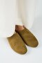 Campos Women's Genuine Leather Flat Sabo Olive Green Slippers - 2