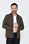 Brown Men's Seasonal Coat with Side Pockets and Zipper - 7