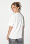 Women's White Stone Embroidered Crew Neck Oversize Cotton T-Shirt Öt261107 60286302 - 5
