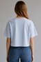 "Bloom Quietly" Detailed Pastel Blue Crop T-Shirt - 3