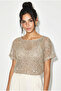Women's Beige Sequin Detailed Mesh Oversize Blouse 4248 60286308