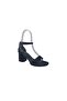 307 Women's Black Shimmering Ankle Strap Thick Heeled Shoes - 2