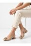 Women's Cream Thick Heel Comfortable Fit Heeled Ballerina Shoes - 2