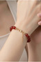Red Agate Real Natural Stone Bracelet Adjustable Gold Color Clasp - 3