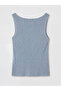 Blue Boat Neck Ribbed Women's Knitwear Sweater from Güli̇s Gi̇yi̇m - 2