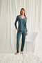 Arias Closet Collared, Shoulder and Cuff Lace Detailed, Buttoned All-Over Pajama Set
