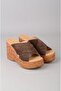 Seç 4022 Genuine Leather Padded Heel Slippers (Heel Height: 10 Cm, Platform: 3.5 cm) Brown Suede - 3