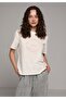 Regular Fit Round Neck Printed Women's Ecru Short Sleeve T-Shirt