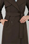 Women's Double Breasted Collar Belted Brown Trench Coat - 5