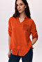 Women's Polo Collar Three Quarter Sleeve Blouse 6258 Red - 3