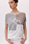 Women's Round Neck Stone Embroidered Low Sleeve Blouse 6267 Ecru - 3