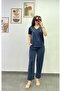 V-Neck Short-Sleeved Trousers with Elastic Waist, Two-Piece Set