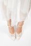 Bloom Ecru Lace Embroidery Detail Ankle Strap Thin Heeled Wedding Henna Bridal Shoes - 3