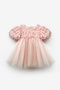 Dusty Rose Textured Tulle Skirted Girl's Dress - Dara - 2