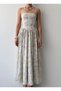 Floral Patterned Midi Flared Dress with Rope Straps - 3