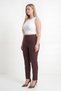 Women's Coffee Color High Waist Knitted Trousers with Stone Detail and Accessories - 3
