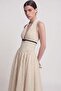Polka Dot Patterned Halter Neck Dress with Pockets Zayla Dress Cream - 4