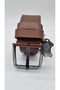حزام جينز أصلي من الجلد الطبيعي بلون أسمر