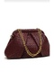 Burgundy Knitted Patterned Scholarship Women's Hand and Shoulder Bag - 4