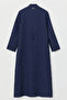 Plus Size Thin Quilted Overcoat - Navy Blue - 4
