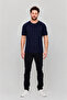Men's Trend Short Sleeve Striped Casual Navy Blue Knitwear T-Shirt - 4
