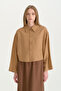 Linen Crop Shirt - Camel - 2