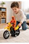 Light-Up Motorcycle Toy Yellow with LED Headlights, Rider Figure & Realistic Stunt Bike Action - 8