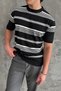 Men's Crew Neck Oversize Striped Knitwear T-Shirt - 5