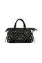 Black Women's Hand and Shoulder Bag with Monogram Pattern and Buckle Crossbody Bag - 7