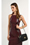 Black Women's Shoulder Bag Laser Cut Double Zipper Two-Compartment Messenger Bag
