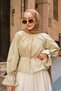 Women's Elastic Waist Pleated Detail Waist Tie Blouse Mold Green - 3