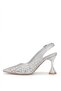 26Y123 Women's Stoned Evening Dress Shoes Silver - 4