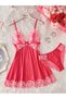 2pcs Women'S Sexy Lingerie Set -2-Piece Contrast Floral Lace Nightgown Set – V-Neck Babydoll & Matching Panty-Chemise Set-Floral Patchwork Babydoll with Panties – Elegant Sleepwear