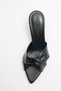 Heeled Shoes 2635 - Pointed Toe Black Women's Heeled Shoes with Knot Detail