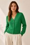 Green V-Neck 100% Organic Cotton Buttoned Women's Knitwear Cardigan - 2