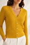 Mustard V-Neck 100% Organic Cotton Buttoned Knitwear Cardigan - 3