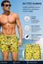 Water Repellent Digital Printed Men's Beach Shorts Swimwear // 256-Yellow - 2