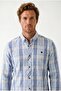 Men's Long Sleeve Plaid Linen Shirt 2449