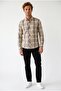 Men's Long Sleeve Plaid Linen Shirt 2449 - 2