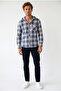 Men's Long Sleeve Plaid Hooded Linen Shirt 2403 - 2