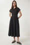 Belted Midi Shirt Dress Lub0367 Black - 2