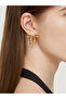 Gold Color Ribbon Earrings Pair 3 cm